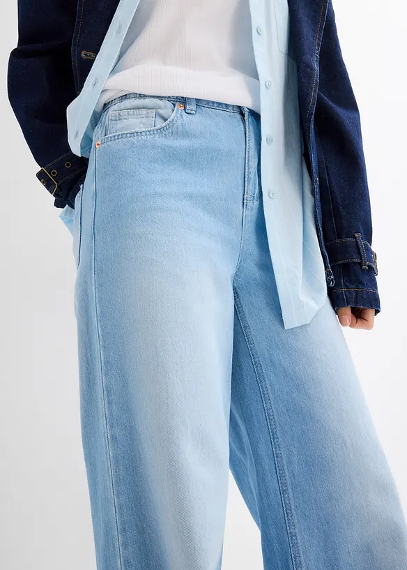High waist jeans wide leg, bonprix