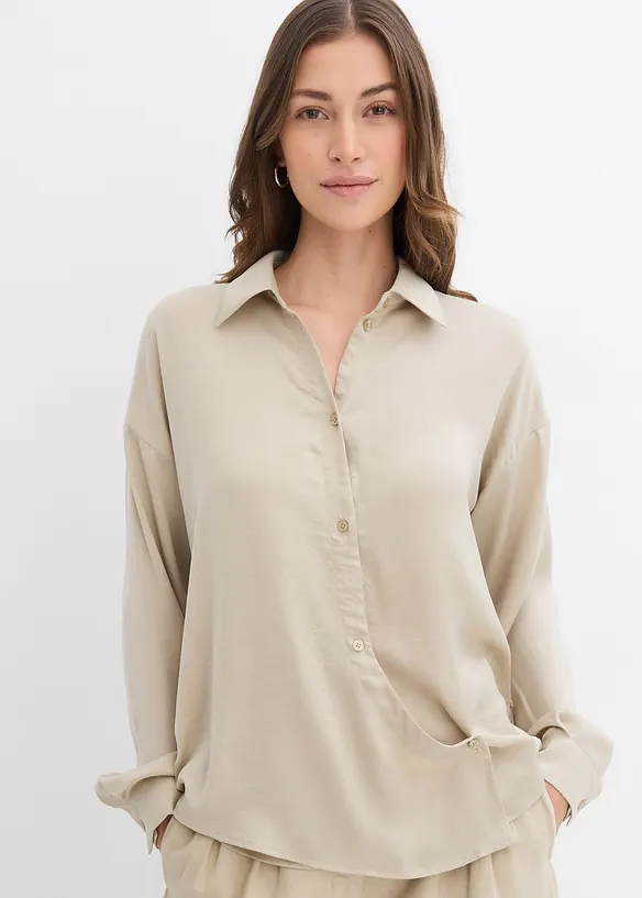 Overhemdblouse van soepel satijn, bonprix