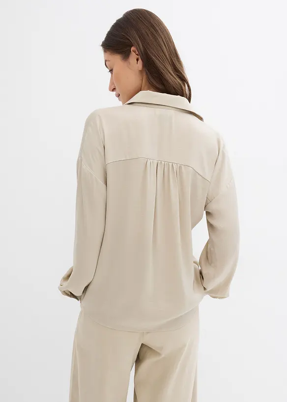 Overhemdblouse van soepel satijn, bonprix