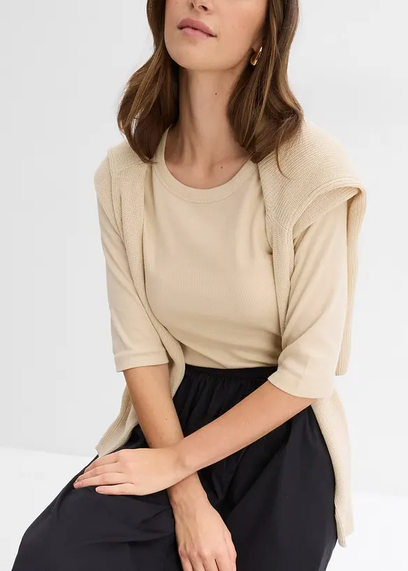 Geribd shirt met biologisch katoen (set van 2), bonprix