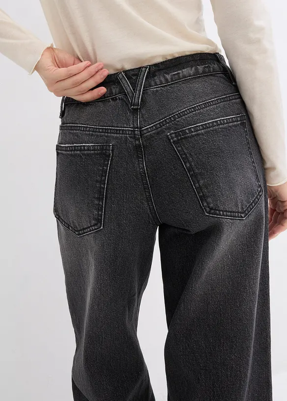 Wide leg jeans, mid waist, low stretch, full length, bonprix