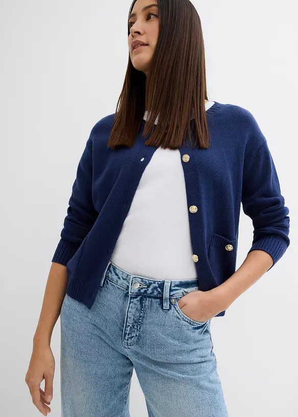 Wide leg jeans, mid waist, low stretch, full length, bonprix