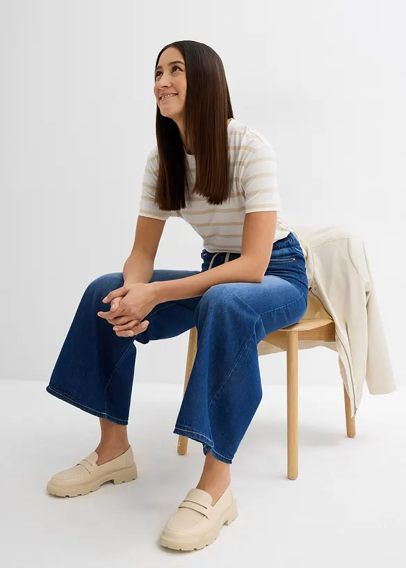 Wide leg jeans, mid waist, comfortabele band, bonprix