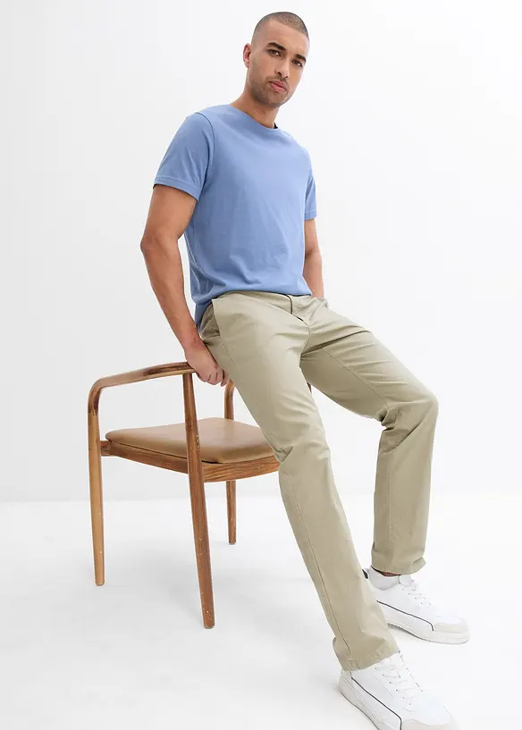 Regular fit stretch chino met riem, straight, bonprix