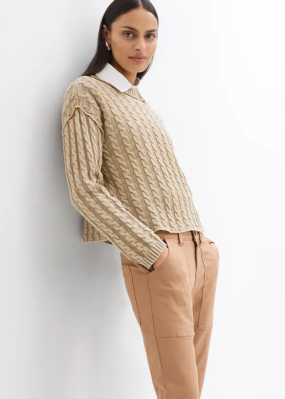 Twill broek van elastische katoenmix, bonprix