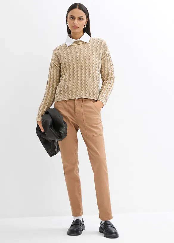 Twill broek van elastische katoenmix, bonprix