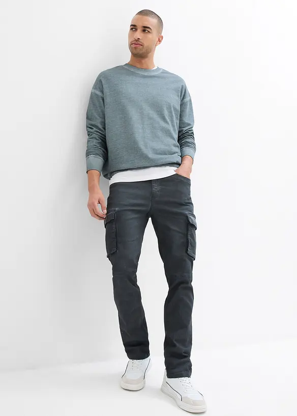 Cargo broek van stretch, washed look, straight, bonprix