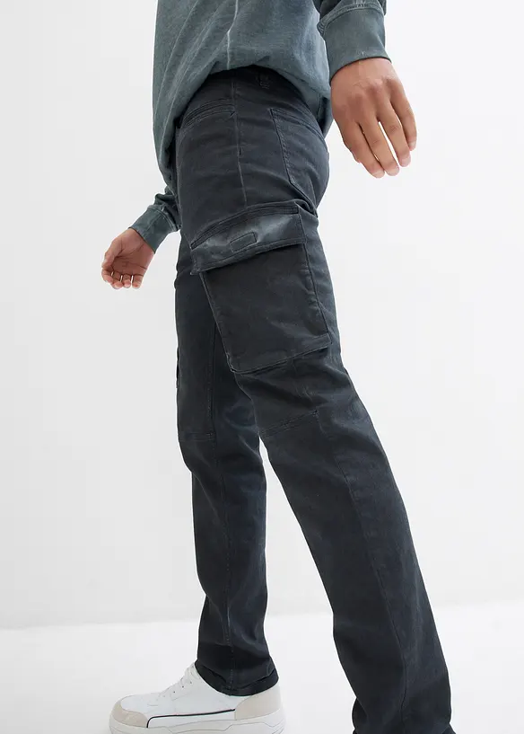 Cargo broek van stretch, washed look, straight, bonprix