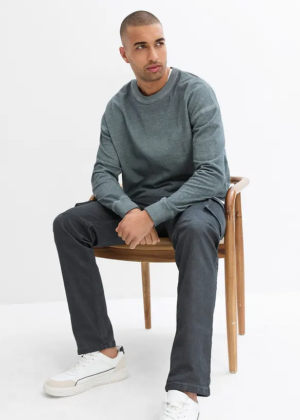 Cargo broek van stretch, washed look, straight, bonprix