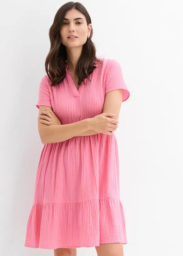Gestreepte jurk van mousseline, bonprix