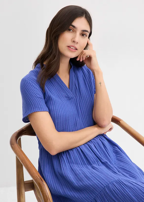 Gestreepte jurk van mousseline, bonprix