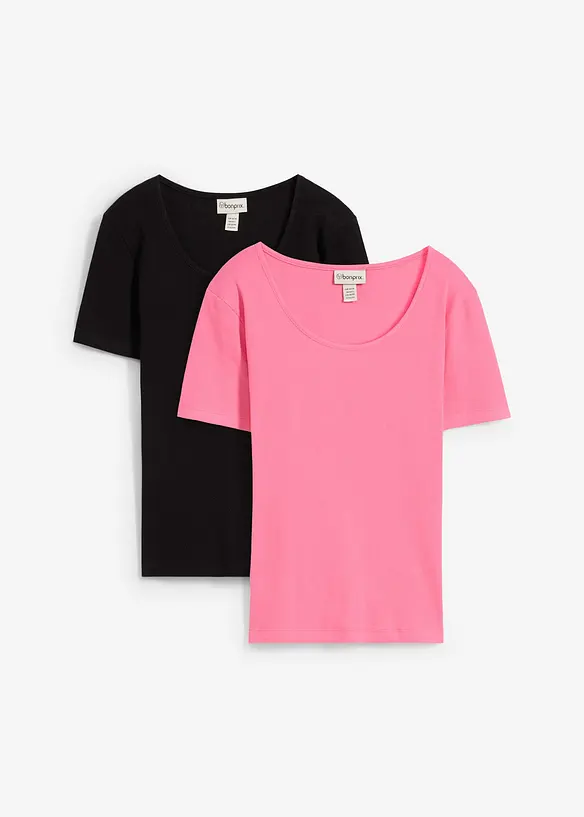 Geribd shirt van biologisch katoen (set van 2), bonprix