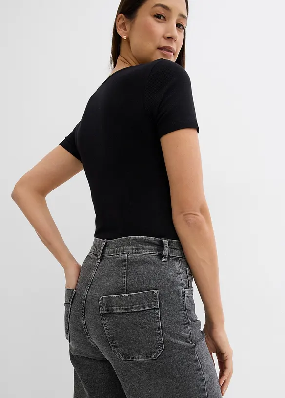 Wide Leg Jeans High Waist, cropped, bonprix