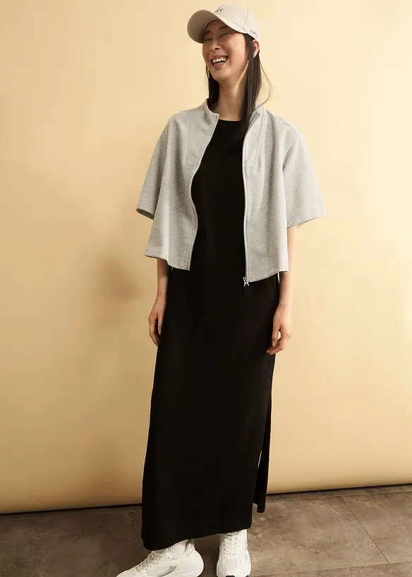 Katoenen maxi jurk met split, bonprix
