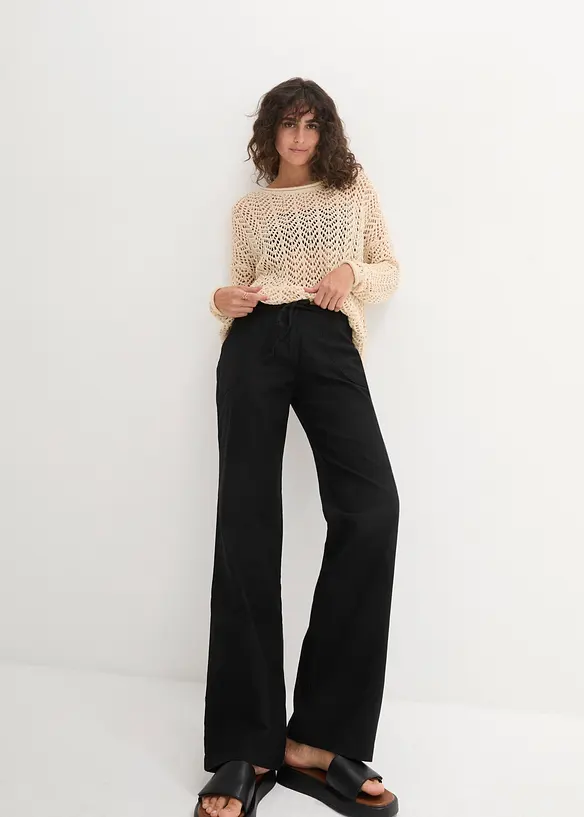 Wijde broek met linnen, bonprix