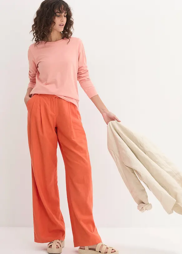 Longshirt met ronde hals, lange mouwen (set van 5), bonprix