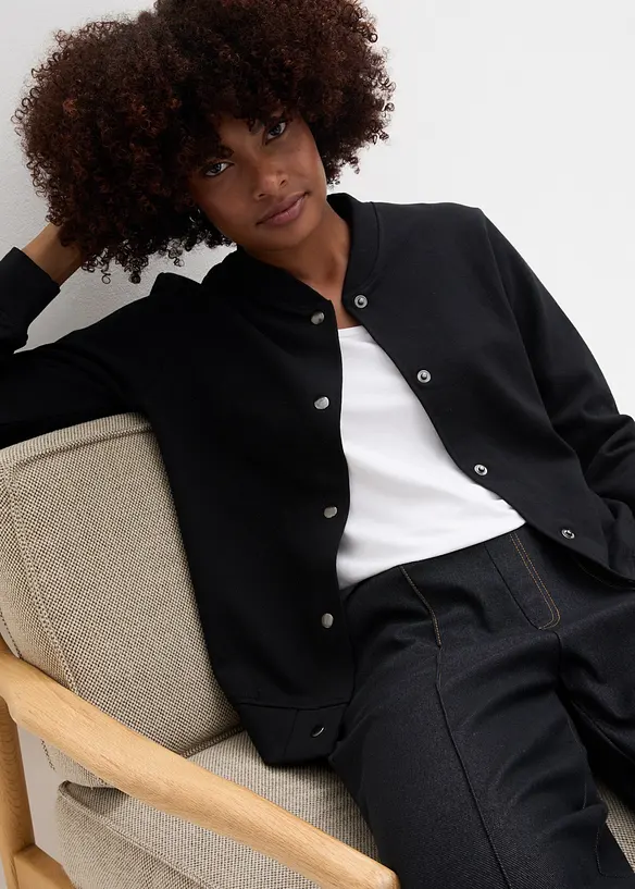 Sweat bomber met een knoopsluiting, bonprix