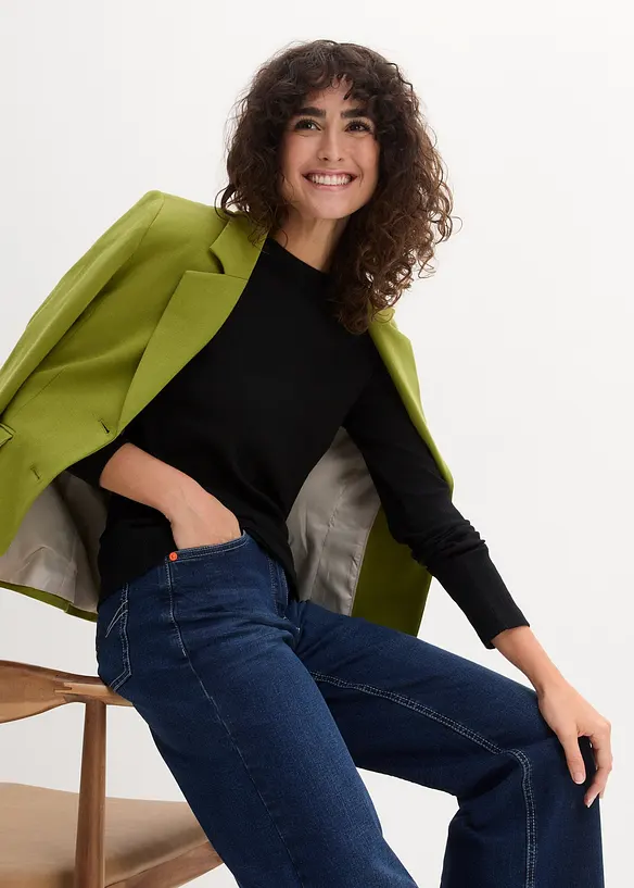 Geribde longsleeve van puur katoen, bonprix