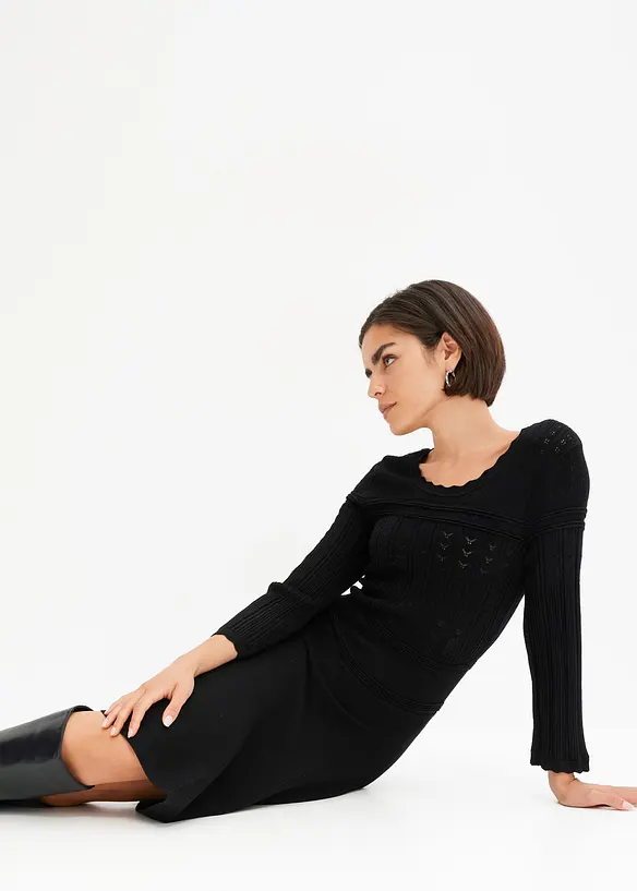Gebreide jurk met ajourpatroon, bonprix