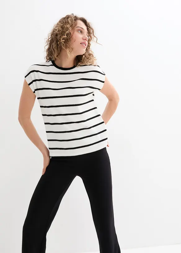 Frotté shirt met strepen, korte mouw, bonprix