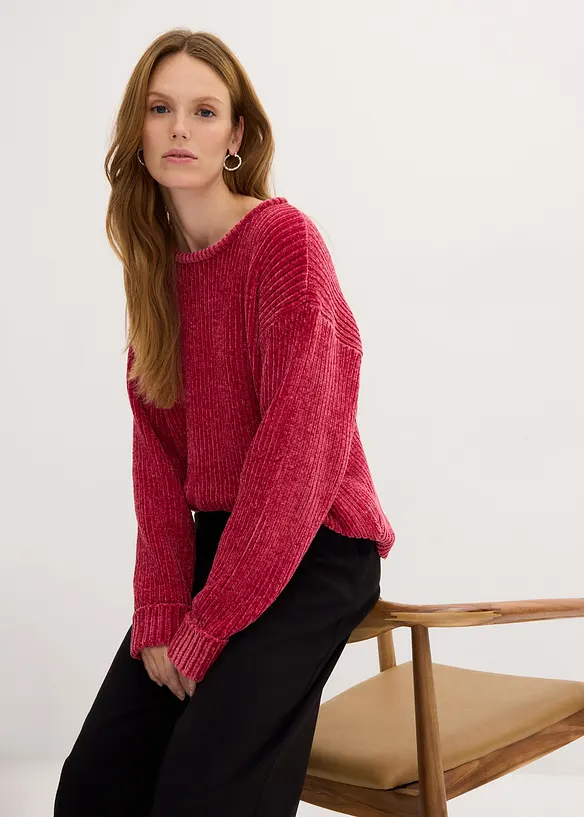 Oversized trui van zachte chenille, bonprix