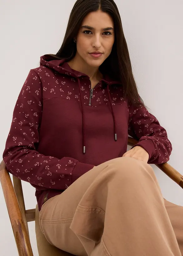 Hoodie met ritssluiting van biologisch katoen, bonprix