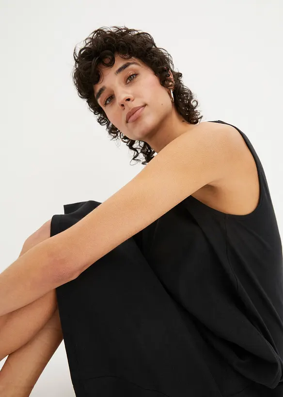 Korte jersey jurk in A-lijn, mouwloos, bonprix