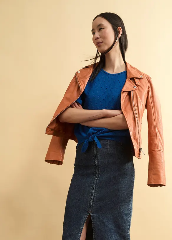 Vleermuisshirt met broderie anglaise, bonprix
