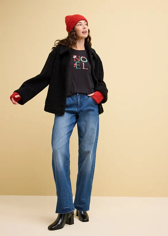Longsleeve van viscose met kerstmotief, bonprix