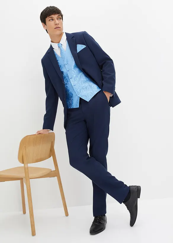 Slim fit trouwpak (5-dlg. set): colbert, broek, gilet, stropdas, pochet, bonprix