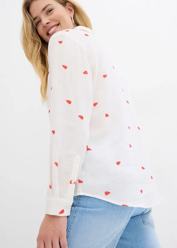 Mousselline blouse met hartjes, bonprix