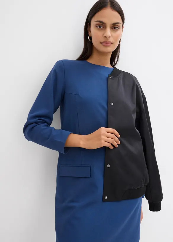 Mini-jurk met schoudervullingen van viscosemix, bonprix