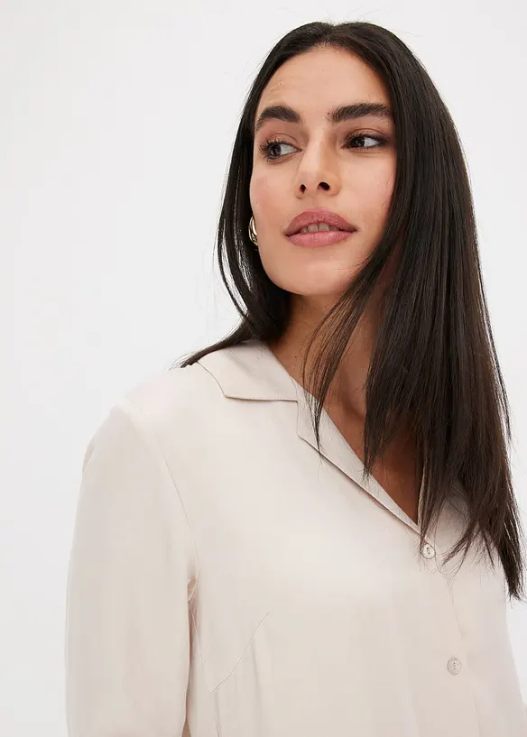 Blouse van satijn met reverskraag, bonprix