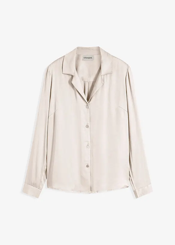 Blouse van satijn met reverskraag, bonprix