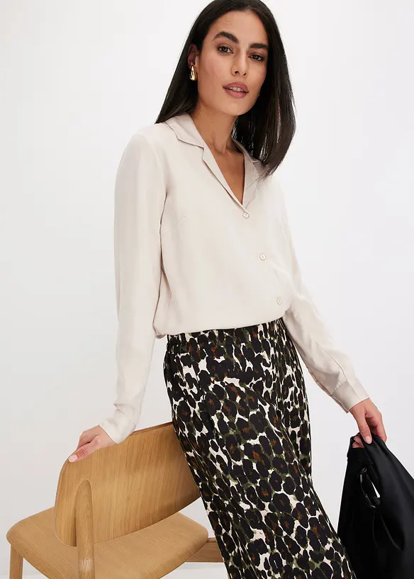 Blouse van satijn met reverskraag, bonprix