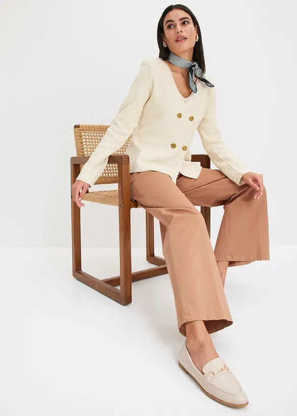 Twill broek met sierknopen, bonprix