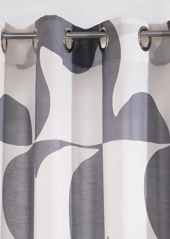 Transparant gordijn met grafisch motief van gerecycled polyester (1 stuk), bonprix