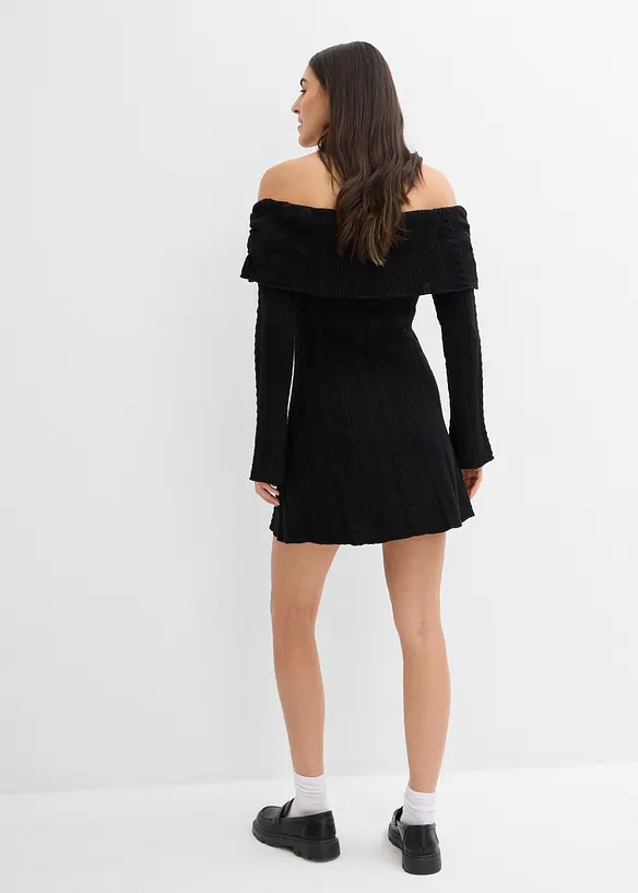 Gebreide jurk met Carmen-hals, bonprix