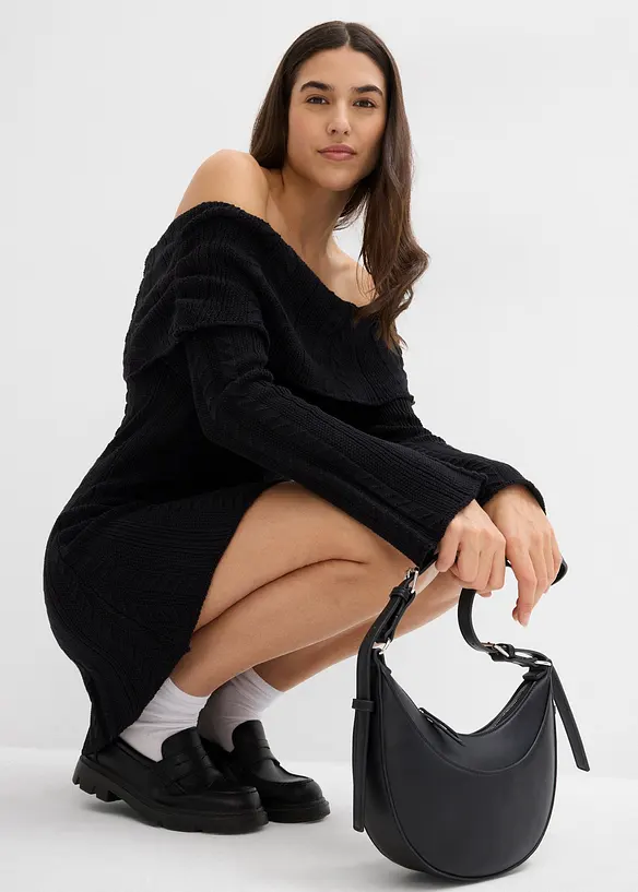 Gebreide jurk met Carmen-hals, bonprix