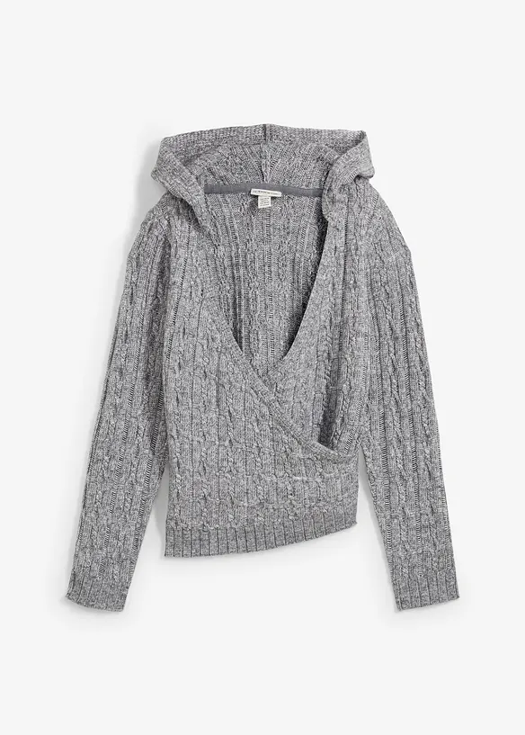 Trui met capuchon en asymmetrische zoom, bonprix