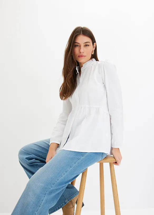Lange blouse met plooitjes, bonprix