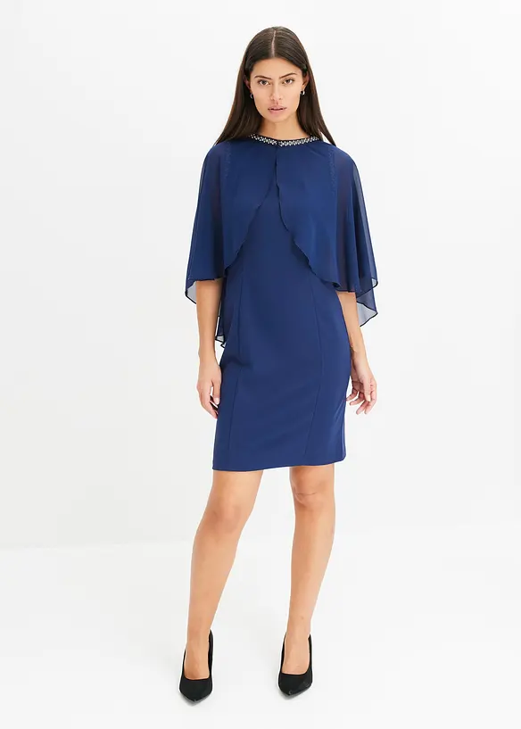 Bodycon jurk met afneembare cape, bonprix