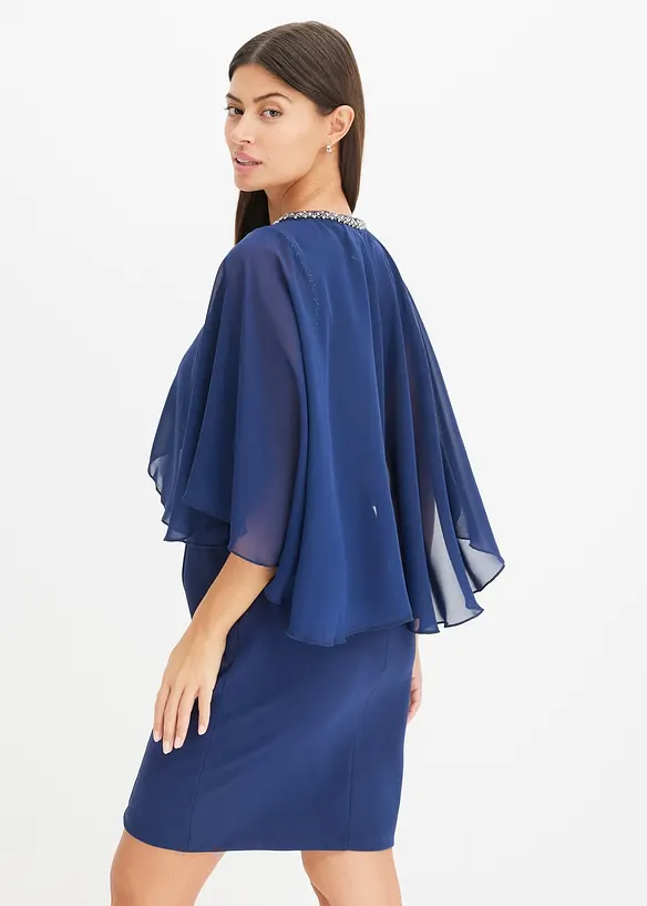 Bodycon jurk met afneembare cape, bonprix