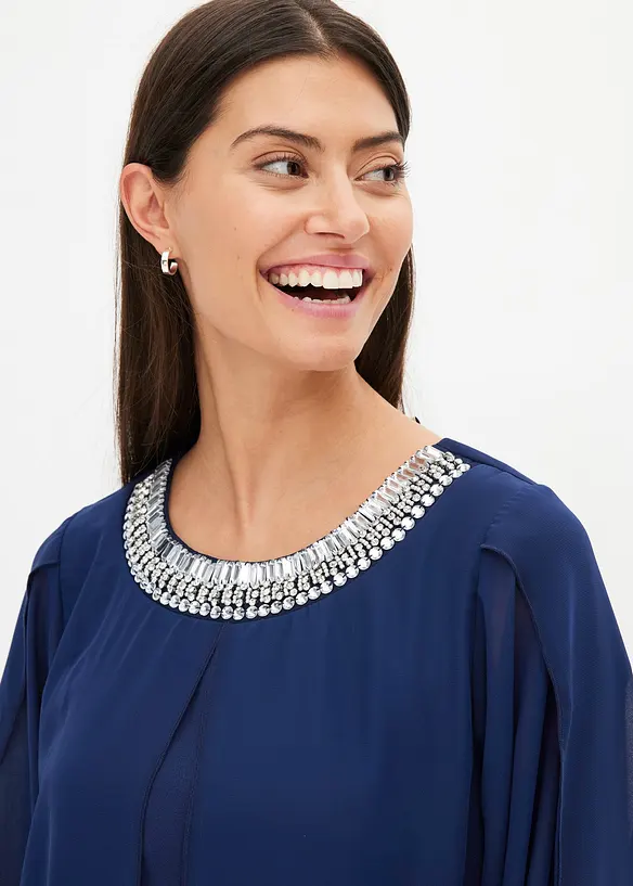 Chiffon jurk met strass-applicatie, bonprix