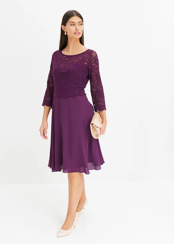 Mini jurk met kant, bonprix
