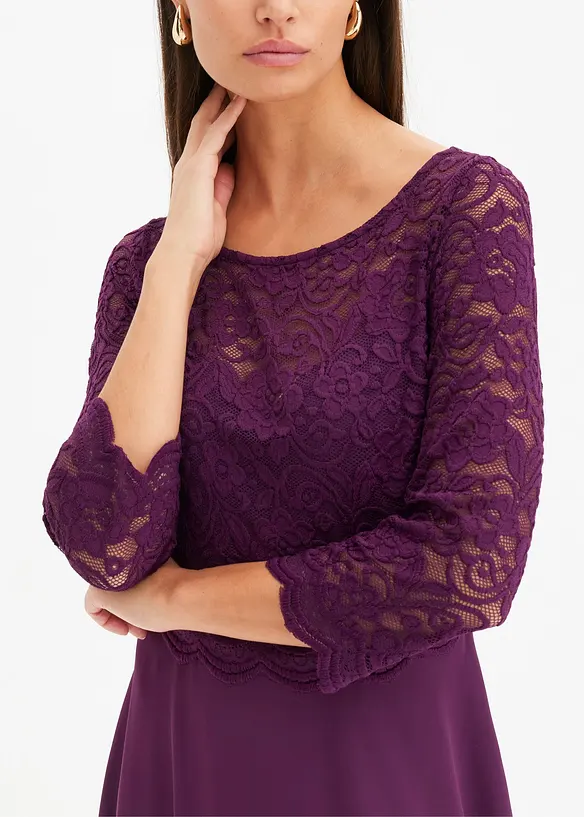 Mini jurk met kant, bonprix