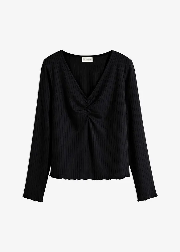 Geribd shirt met V-hals, bonprix