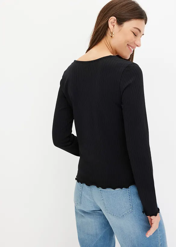 Geribd shirt met V-hals, bonprix
