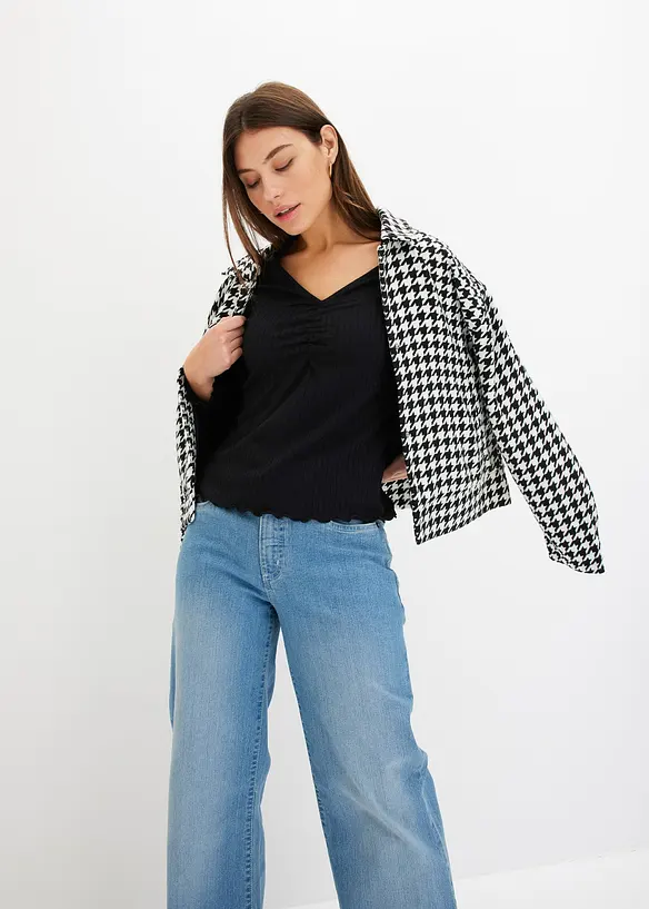Geribd shirt met V-hals, bonprix