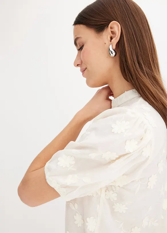 Blouse met korte mouw van katoen, bonprix